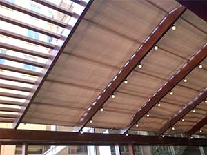 Patioshade under wooden slats